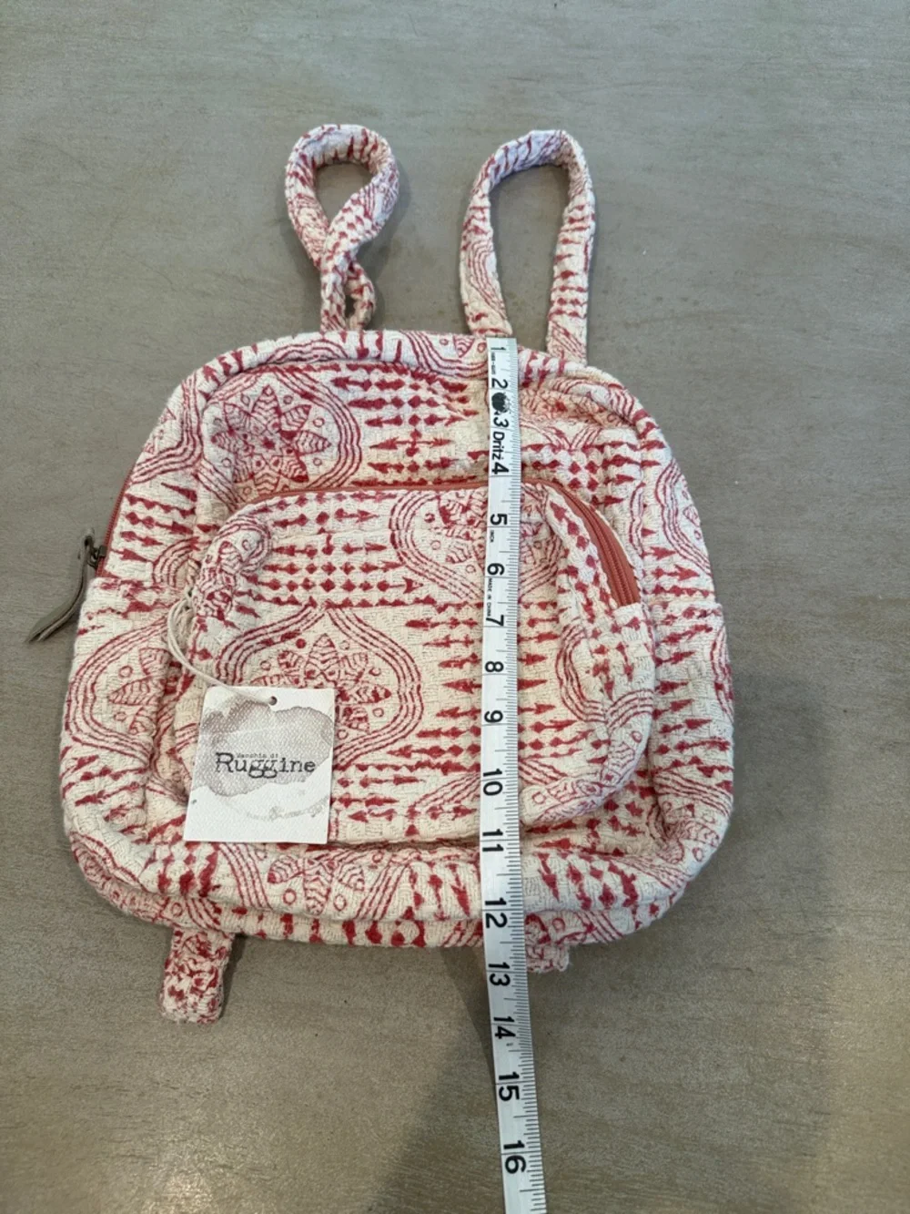 Rugzine Women's Red & White Patterned Canvas Backpack